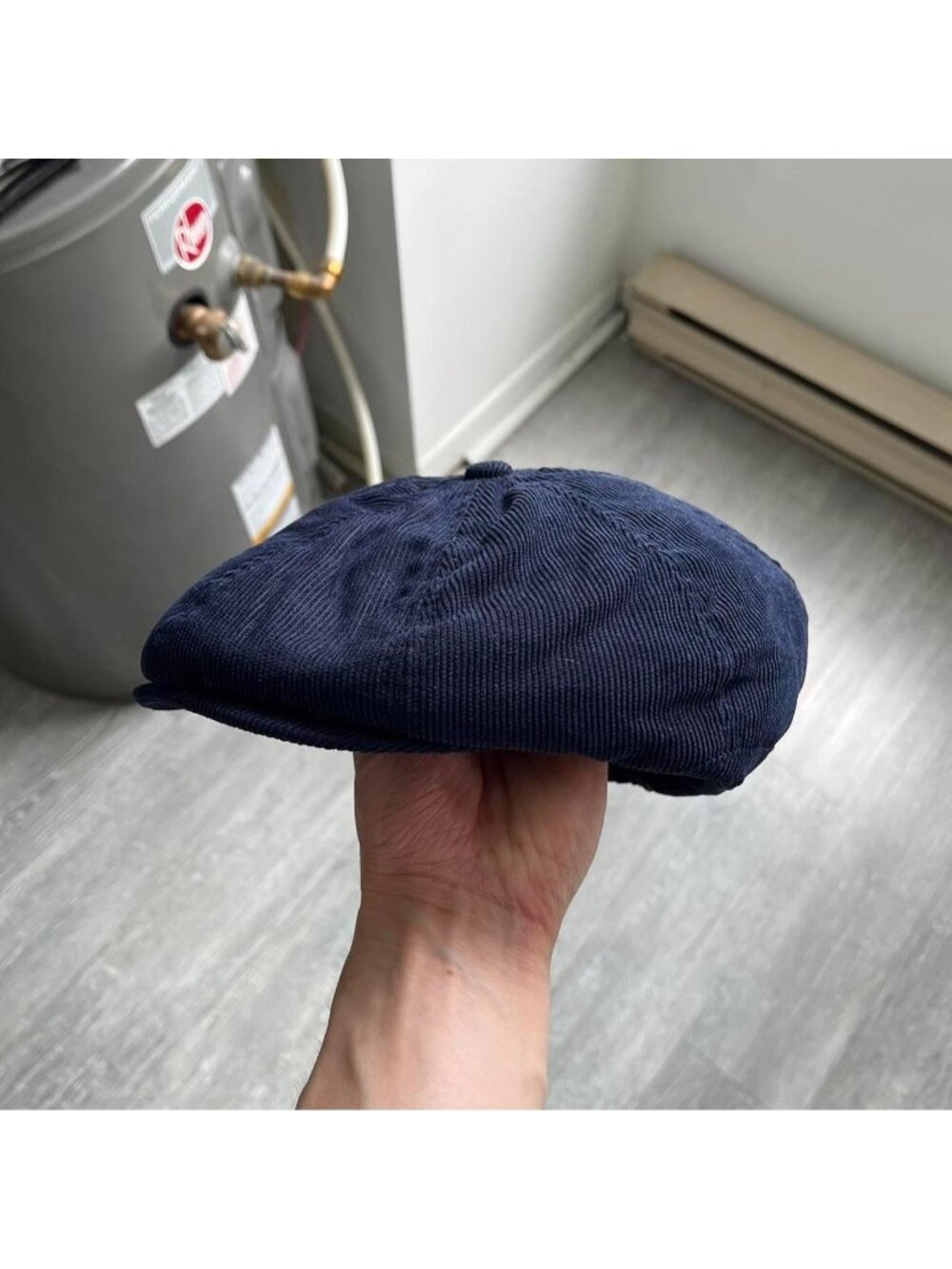 Navy Blue Vintage “Lion” Corduroy Newsboy Cap / Beret (One Size Fits Most)